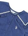 U.S. Polo Assn. Kids Girls Cape Collar Chambray Top