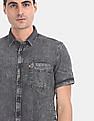 Flying Machine Short Sleeve Washed Denim Shirt