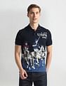 U.S. Polo Assn. Denim Co. Ribbed Collar Brand Print Polo Shirt