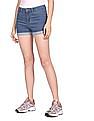 Aeropostale Women Blue High Rise Denim Shorts