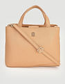 Tommy Hilfiger Solid Beige PU Hand Bags