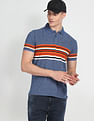 Arrow Sports Horizontal Stripe Heathered Polo Shirt