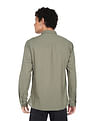 Flying Machine Button-Down Collar Slub Solid Shirt