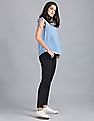 GAP Women Blue V-Neck Tie-Up Shoulder Top