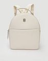 Tommy Hilfiger Solid Beige PU Backpacks