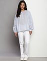 Tommy Hilfiger Cotton Voile Long Sleeve Henley Blouse