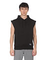 Calvin Klein Jeans Men Black Monogram Badge Sleeveless Hooded Sweatshirt
