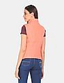 Aeropostale Women Coral High Neck Gilet Jacket