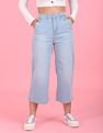Flying Machine Women High Rise Wide Leg Cropped Jeans