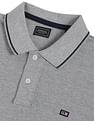 Arrow Sports Striped Collar Heathered Cotton Polo Shirt