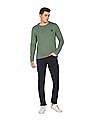 U.S. Polo Assn. Men Olive Long Sleeve Solid T-Shirt