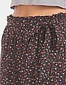 Aeropostale Women Black Ruffle Waist Printed Wide Leg Pants