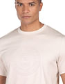 Tommy Hilfiger Men Beige Embossed Logo Knitted T-Shirt