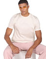 Tommy Hilfiger Men Beige Embossed Logo Knitted T-Shirt