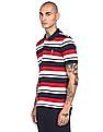 U.S. Polo Assn. Men Red and White Short Sleeve Striped Polo Shirt