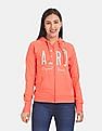Aeropostale Orange Hooded Zip Up Sweatshirt