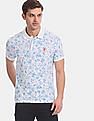 U.S. Polo Assn. White Allover Floral Print Pique Polo Shirt