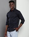 Calvin Klein Sateen Vertical Stripe Slim Shirt