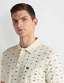 Arrow Sports Ribbed Collar Graphic Print Polo Shirt