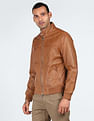 Tommy Hilfiger Men Brown High Neck Harrington Jacket