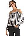 Aeropostale Striped Cold Shoulder Top