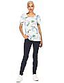 Tommy Hilfiger Women White Round Neck Botanical Print Top