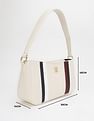 Tommy Hilfiger Striped Beige Pu Shoulder Bag