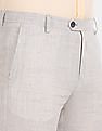 Tommy Hilfiger Men Grey Slim Fit Linen Cotton Casual Trousers