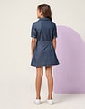 U.S. Polo Assn. Kids Girls Solid Denim Shirt Dress