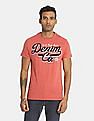 U.S. Polo Assn. Men Light Red Brand Print Speckled Knit T-Shirt