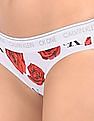 Calvin Klein Underwear Women White And Red Allover Floral Print Stretch Bikini Briefs