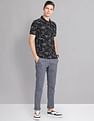 AD by Arvind Floral Print Cotton Polo Shirt