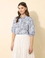 U.S. Polo Assn. Women Floral Printed Dobby Shirt